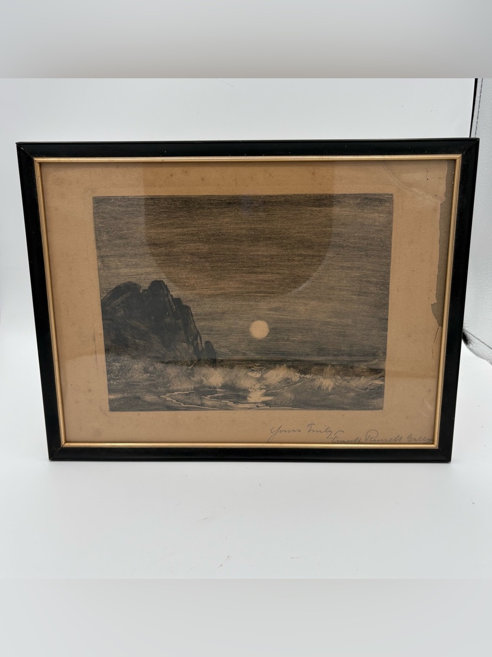 Frank Russell Green - 9X11 Original Hand Signed Print Nocturnal Coastal Seascape